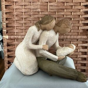 Elegant Family Sculpture in Cream and Brown